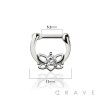 ROUND BEZEL CZ LOTUS SEPTUM HINGED CLICKER